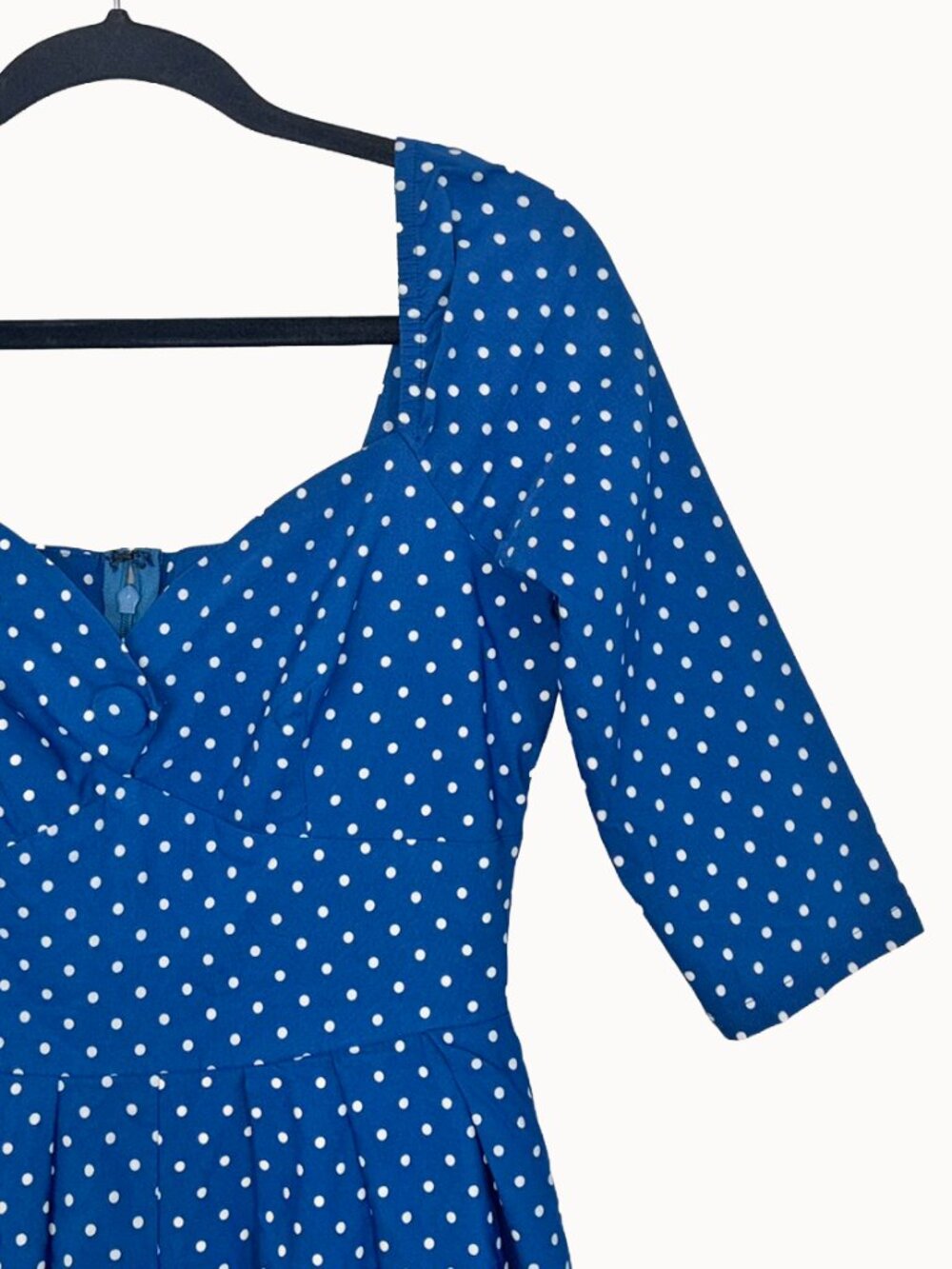 Unique Vintage x Pantone Royal Blue & White Polka Dot Lamar Swing Dress - Size M